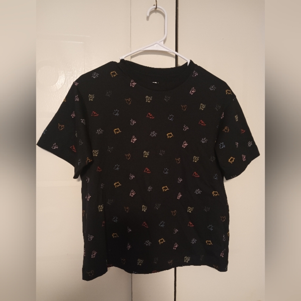 Black T-Shirt with Colorful Pattern